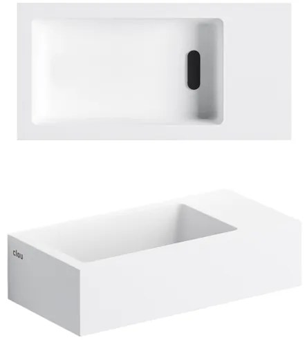 Clou Flush 3 fontein 36x18x9cm zonder kraangat aluite Wit mat CL/03.13031