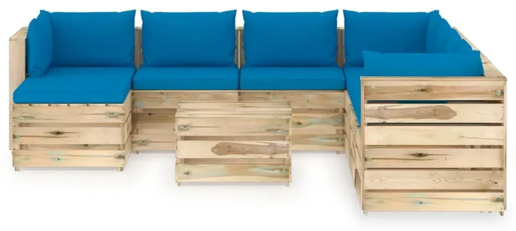 vidaXL 9-delige Loungeset met kussens groen geïmpregneerd hout