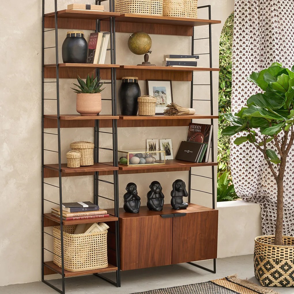 Vintageétagère van walnootfineer, H190 cm, Watford