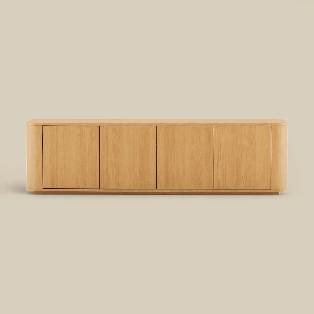Eiken Tv-meubel Met Ronde Hoeken - 180x40x50cm.