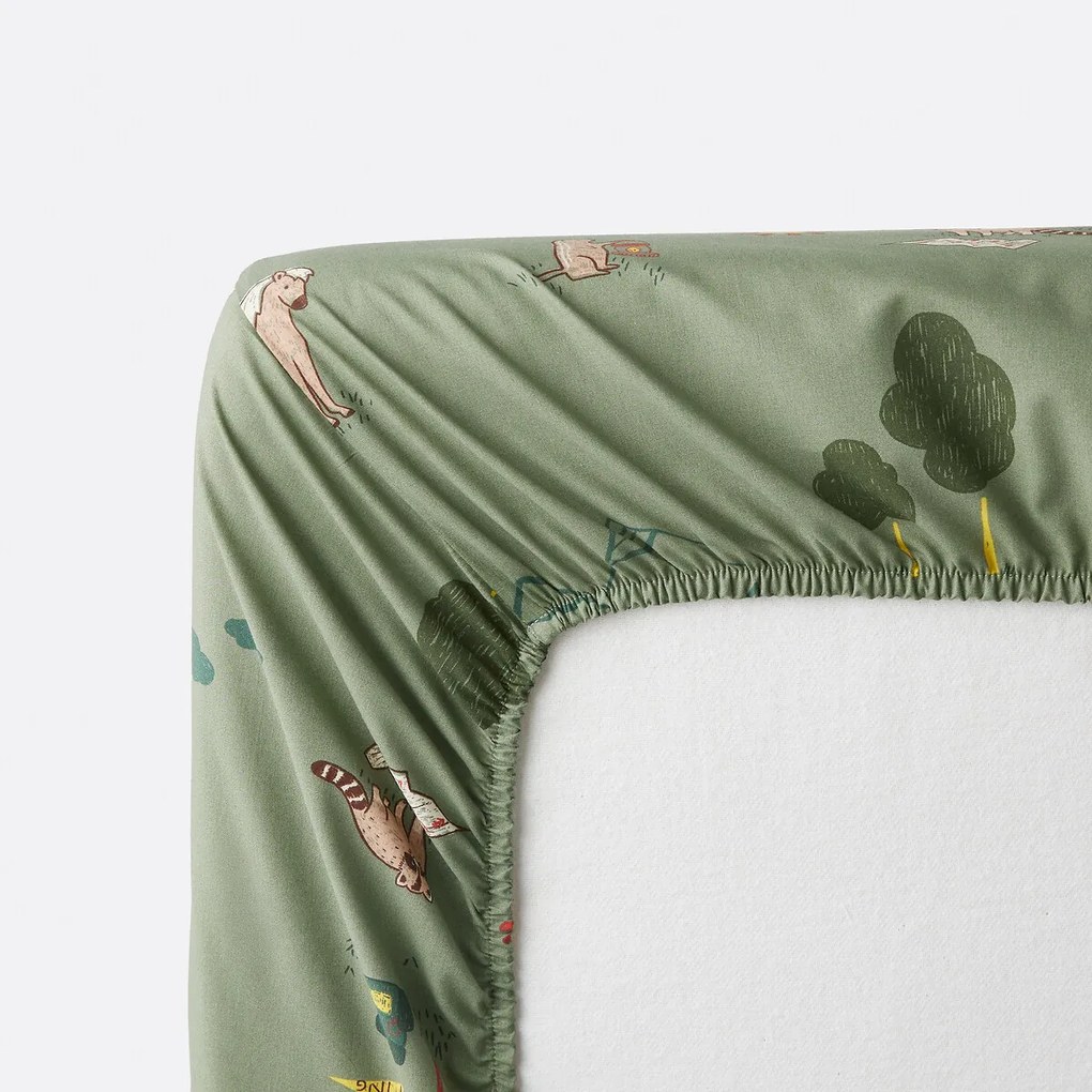 Hoeslaken voor kinderen, katoen, dierenprint, YOSEMITE CAMP
