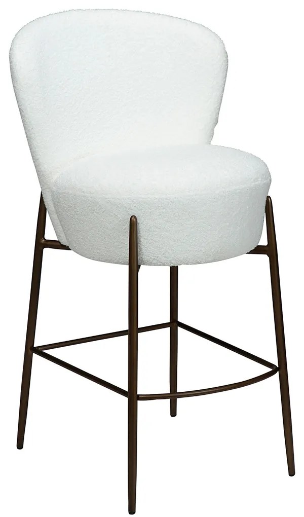 Dan-Form Orbit Boucle Barkruk Wit Met Ronde Rugleuning