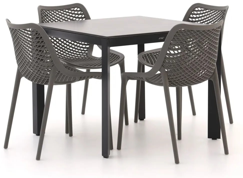 + 10% kassakorting | Diningset Forza  | 4 personen sintered stone | Tuinset stapelbaar | 5-delig | Kees Smit Tuinmeubelen