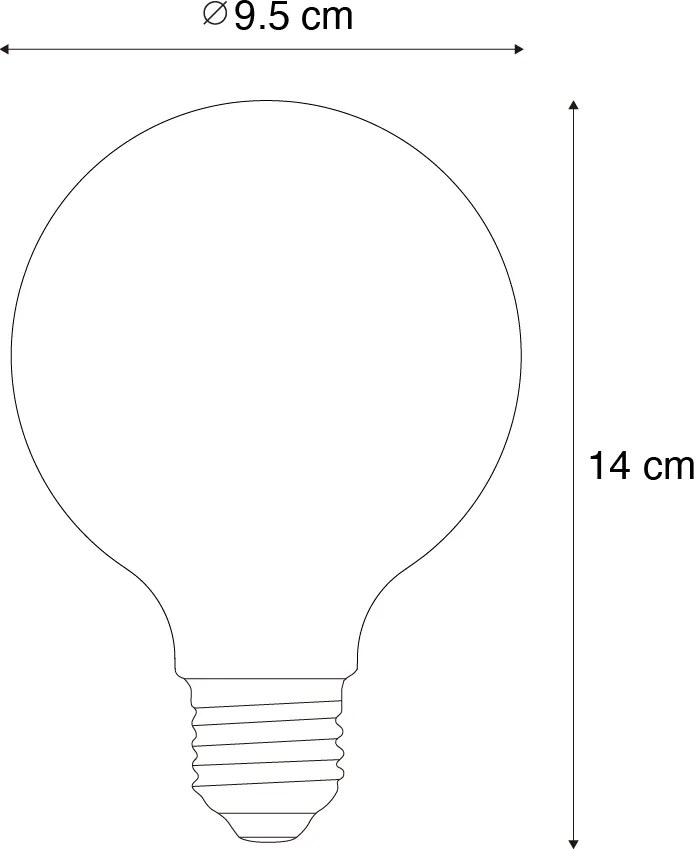Set van 5 Smart E27 dimbare LED lampen G95 amber 4.9W 320 lm 2500K