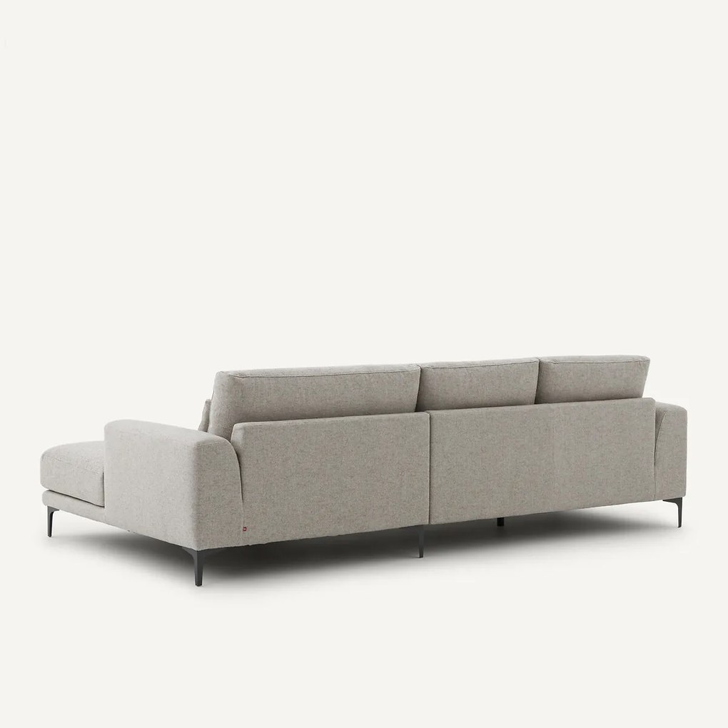 XL longchair met hoek rechts van gestructureerde viscose en linnen, MARSILE