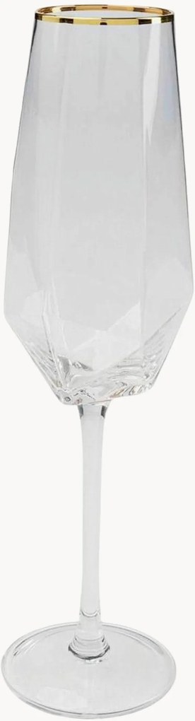 Handgemaakte champagneglazen Diamond, 4-delig