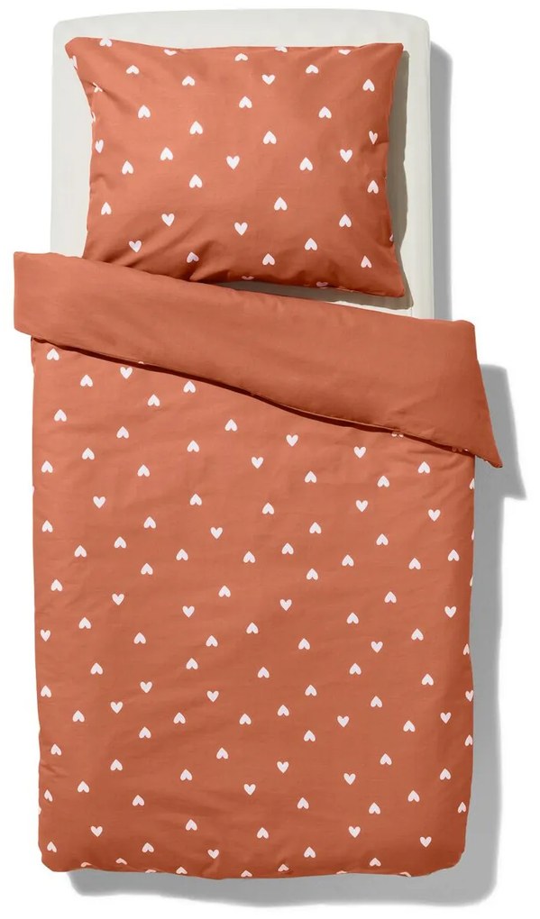 HEMA Peuter Dekbedovertrek 120x150 Zacht Katoen Hartjes Terra (terra)