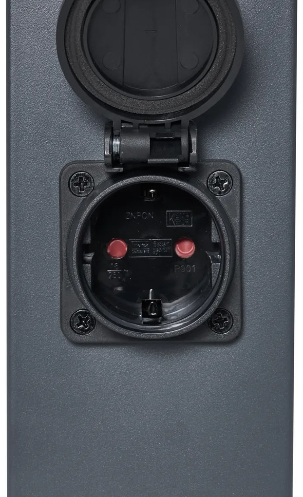 Buitenlamp donkergrijs met smoke glas 45cm IP44 met stopcontact en bewegingssensor - Malios