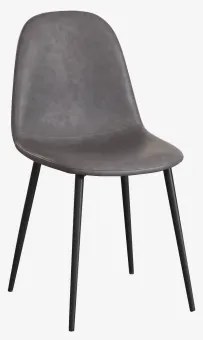 Set Van 2 Glamm Eetkamerstoelen Zwart & Kunstleren Grijs – Antraciet & Kunstleren - Sklum