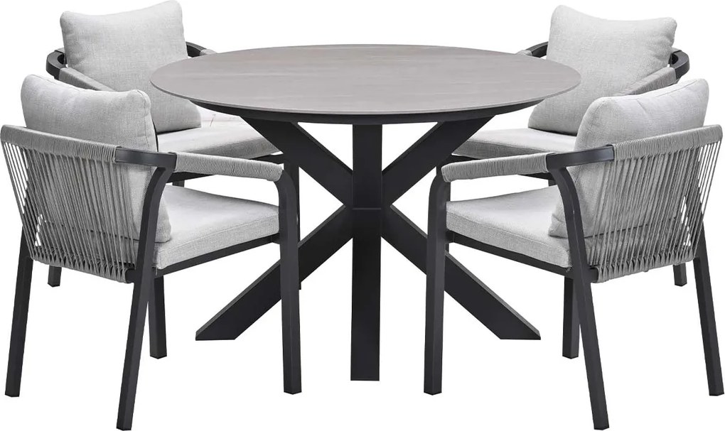 Garden Impressions Tarera tuinset 5-delig - Duuk tuintafel Ø120 cm