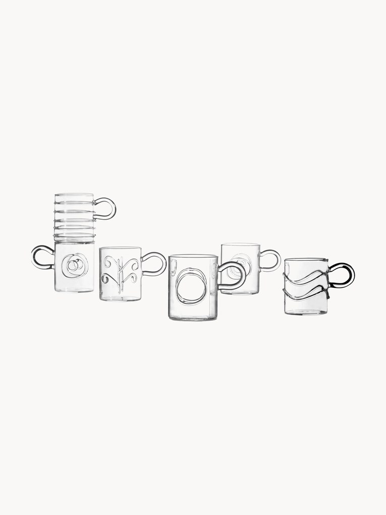 Handgemaakte espresso kopjes Deco' Clear, set van 6