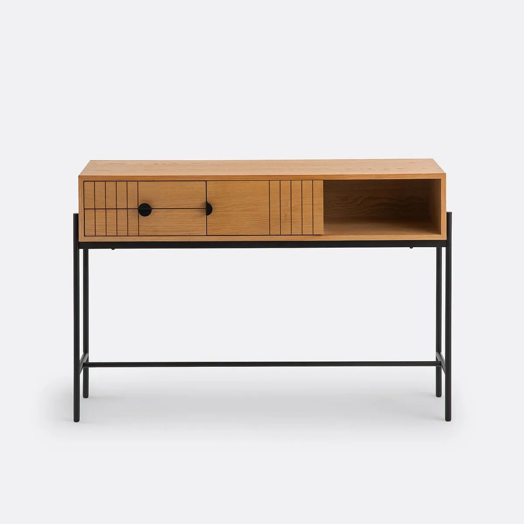 Eiken fineer wandtafel met opbergruimte Clara