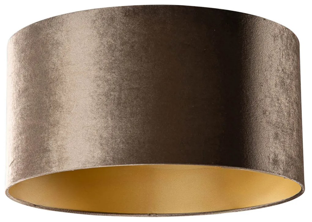 Velours lampenkap bruin met gouden binnenkant 50/50/25