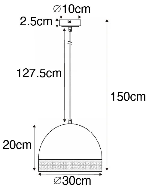 Oosterse hanglamp zwart met rotan 30 cm - Magna Rotan