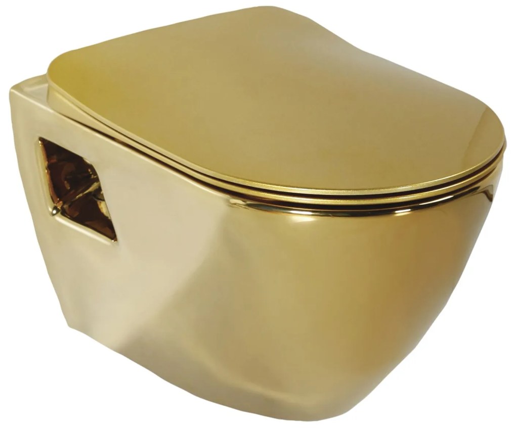 Wandcloset Creavit TP325 Zonder Spoelrand Diepspoel Glans Goud (Exclusief zitting)