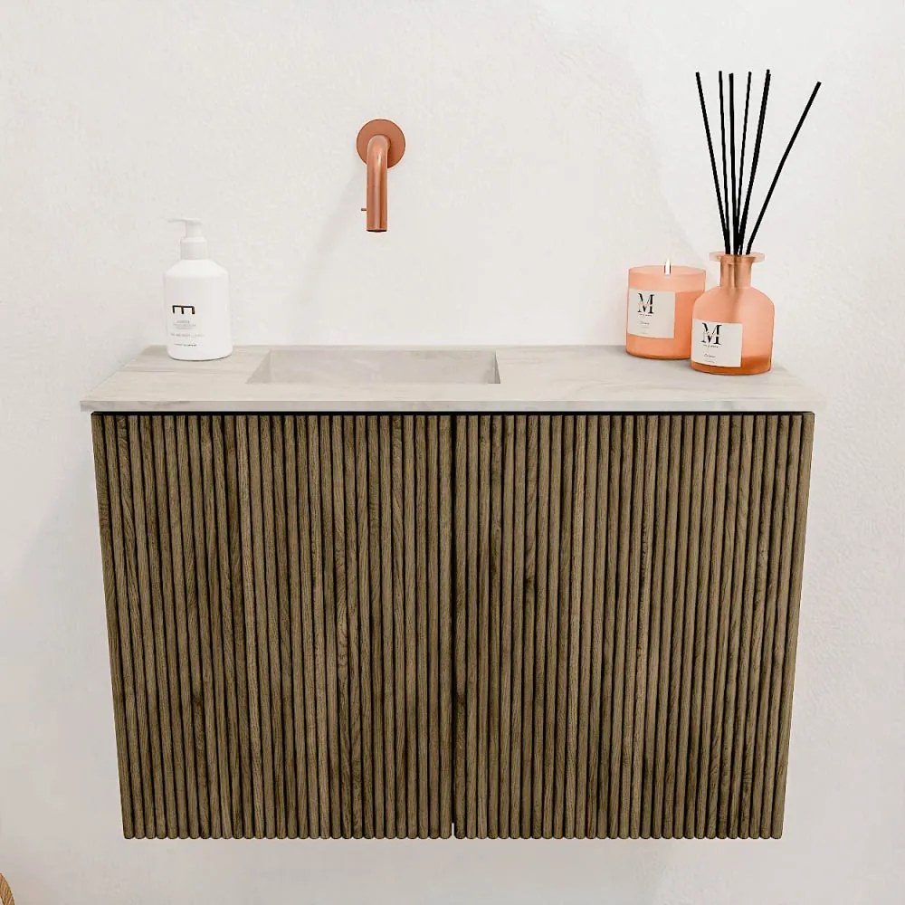Mondiaz Joya DLux 60cm toiletmeubel dusk met wastafel faye links zonder kraangat ostra