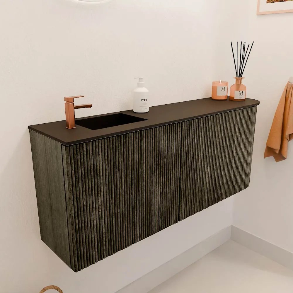 Mondiaz Joya 100cm toiletmeubel ronding rechts shadow met wastafel faye links 1 kraangat urban
