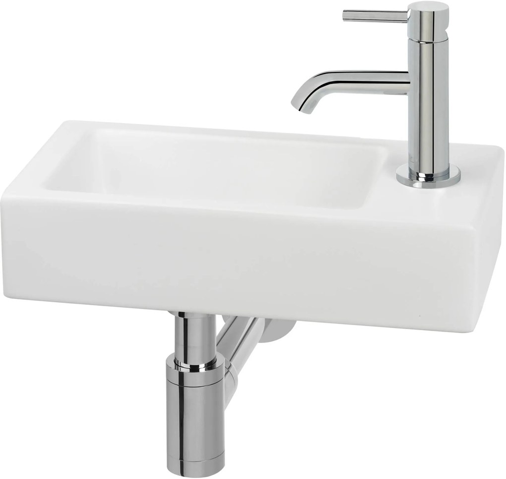 Saqu Trento fontein rechts 36x18cm mat wit