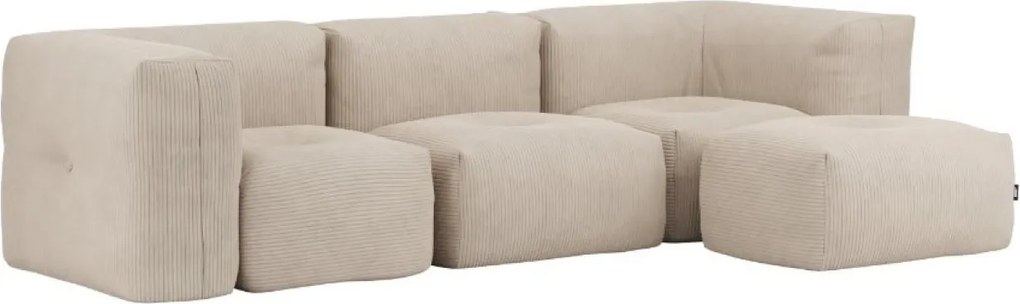 Soft Zitzak Indoor 3 Seater + Pouf - Corduroy Beige