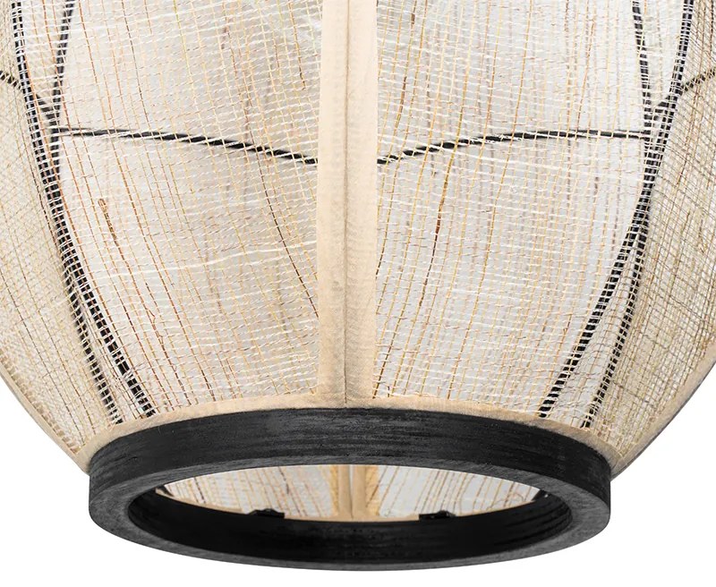 Oosterse hanglamp bruin stof 35 cm - RobOosters E27 ovaal Binnenverlichting Lamp
