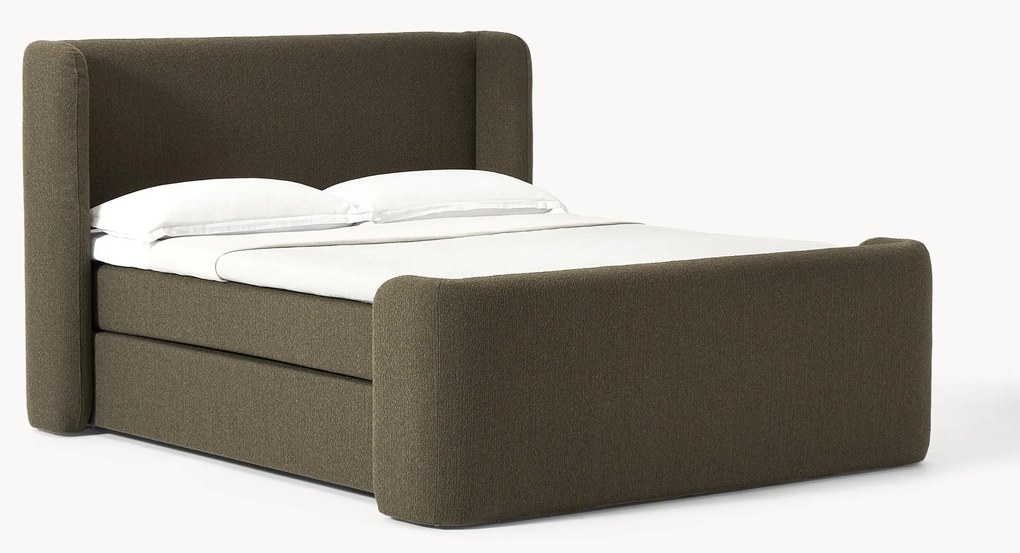 Bouclé boxspring bed Perla