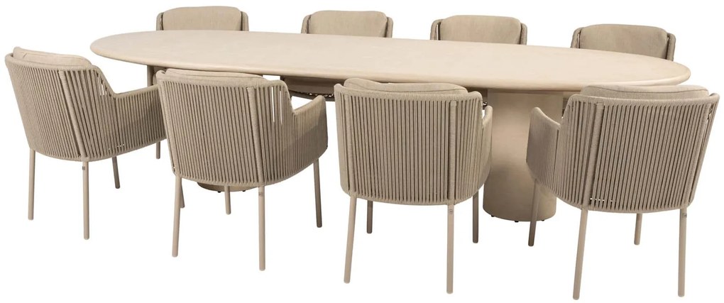 4 Seasons Outdoor Bernini tuinset latte met Hampton Mortex tafel met ovaal blad 300 cm Tuinset   beige weerbestendig