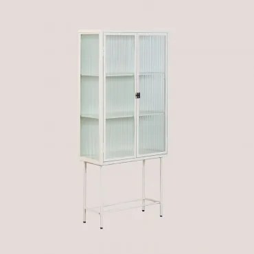 Vitrine van metaal en glas Vertal Beige – crème - Sklum