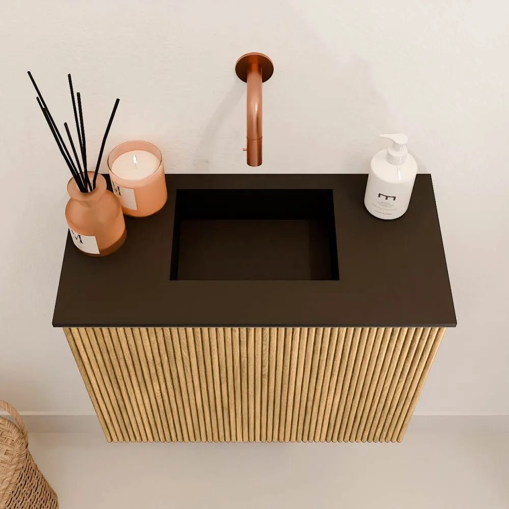 Mondiaz Joya 50cm toiletmeubel oak met wastafel faye midden zonder kraangat urban