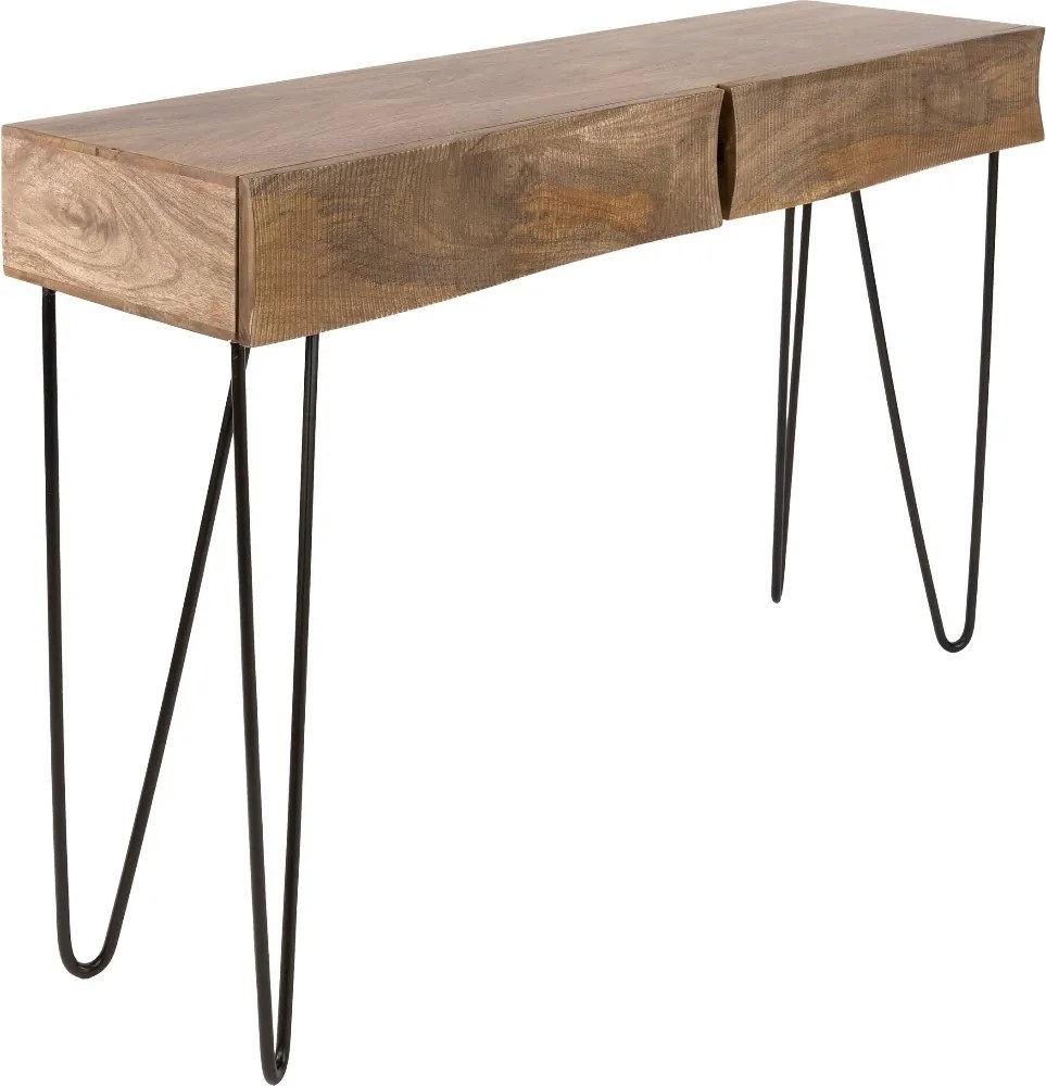 Haltafel Mangohout Met Golvend Front - 120 X 35cm.