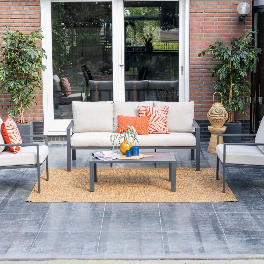 Garden Impressions Durban loungeset 4-delig - donker grijs - desert sand