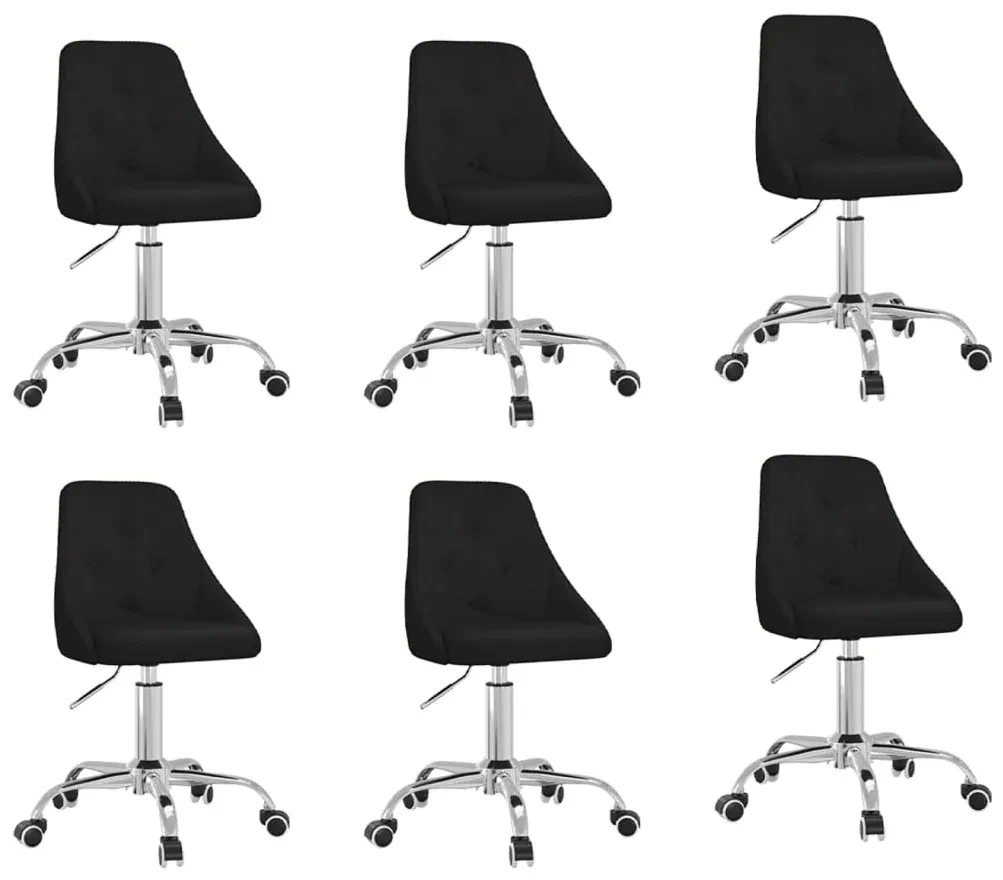 vidaXL Eetkamerstoelen draaibaar 6 st stof zwart