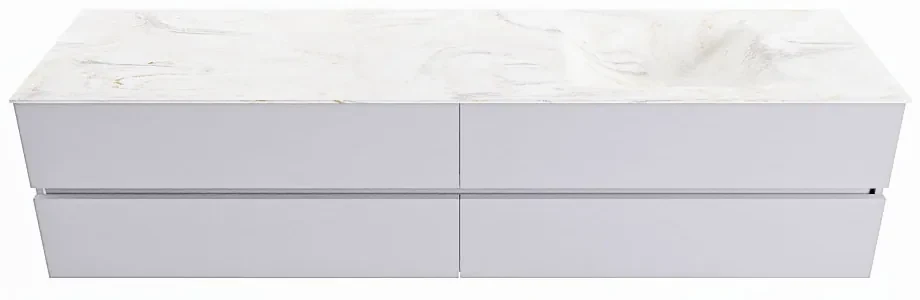 Mondiaz Vica DLux badmeubel 200cm cale 4 lades met wastafel ostra rechts 1 kraangat