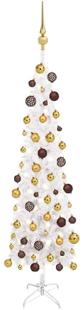 vidaXL Kerstboom met LED's en kerstballen smal 120 cm wit