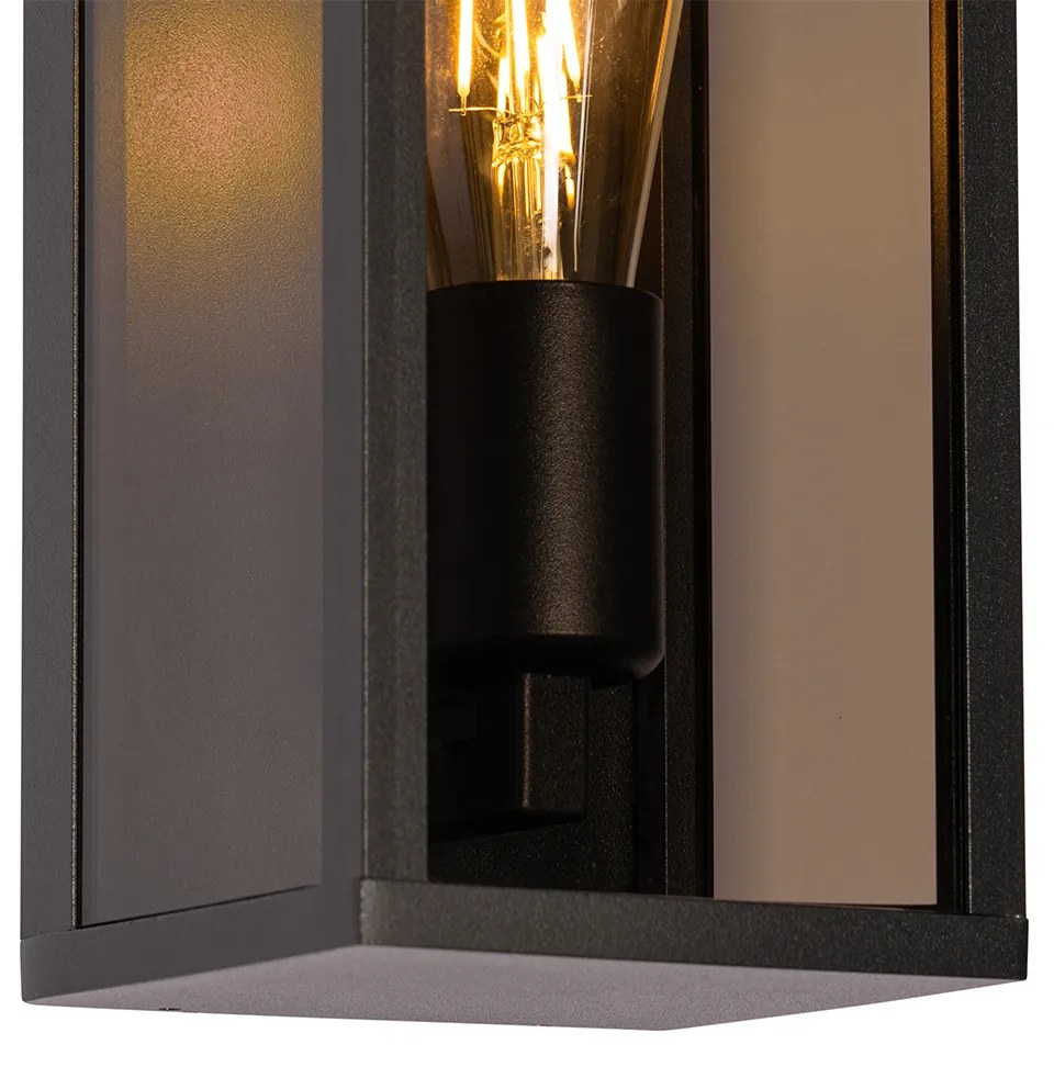 Buiten wandlamp zwart met smoke glas 26 cm IP44 - Charlois Modern E27 IP44 Buitenverlichting