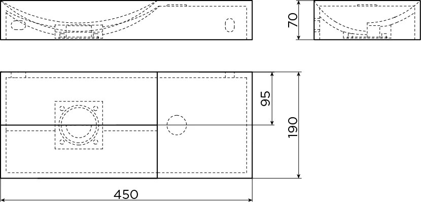 Clou Vale keramische fontein 45cm zonder kraangat rechts wit mat