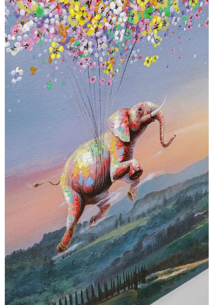 Kare Design Flying Elephant At Night Schilderij Vliegende Olifant 80x100