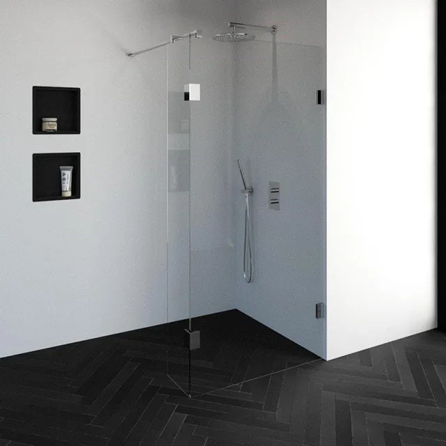 BRAUER Void inloopdouche helder glas 100x200 met 30 zijwand incl. glascoating chroom GS-VOI2H10030200CE