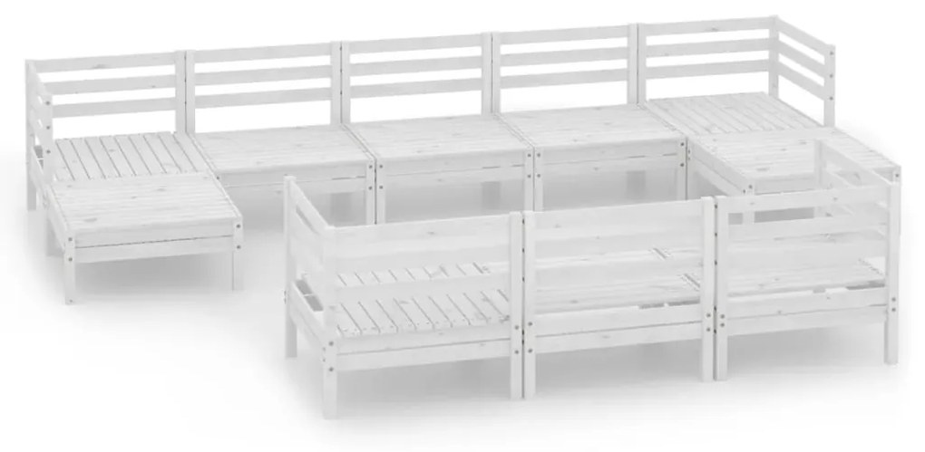 vidaXL 10-delige Loungeset massief grenenhout wit