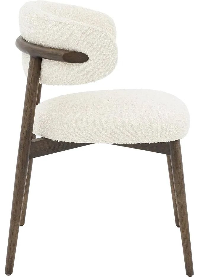 Goossens Stoel Diede met Massief Houten Frame beige stof leuning, stijlvol landelijk