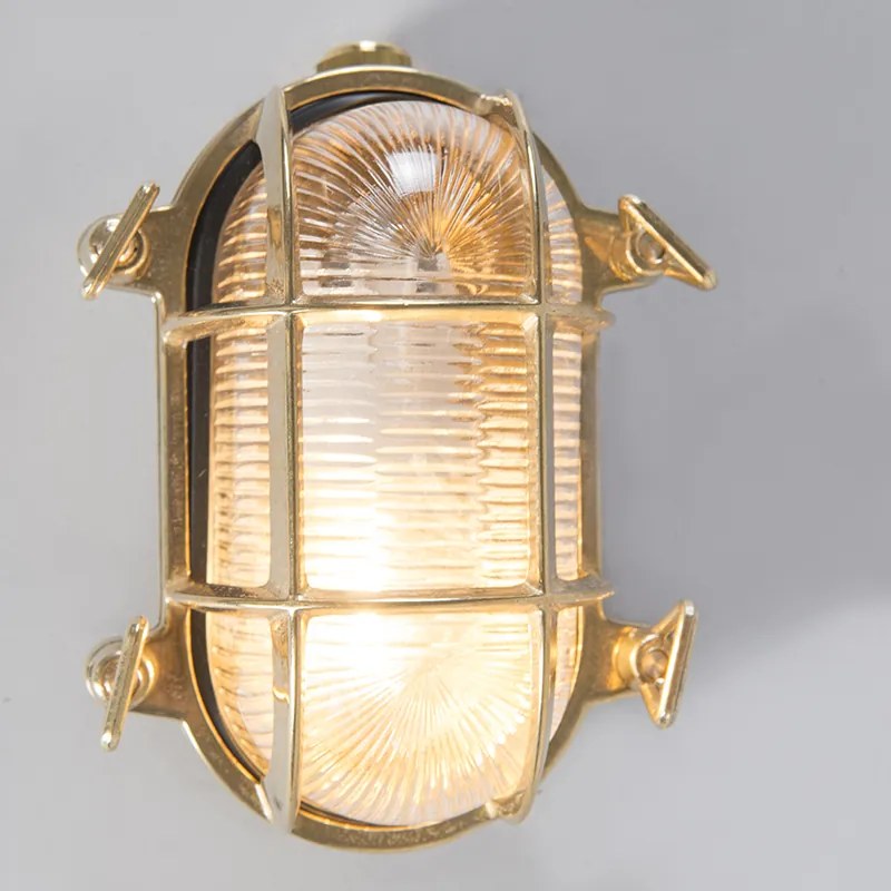 Buitenlamp Retro wandlamp goud 18 cm IP44 - Nautica 2 ovaal Landelijk / Rustiek, Retro E27 IP44 Buitenverlichting