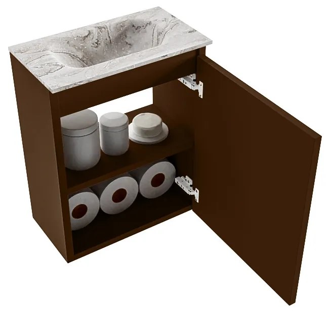 Mondiaz Ture DLux toiletmeubel 40cm rust met wastafel glace midden zonder kraangat