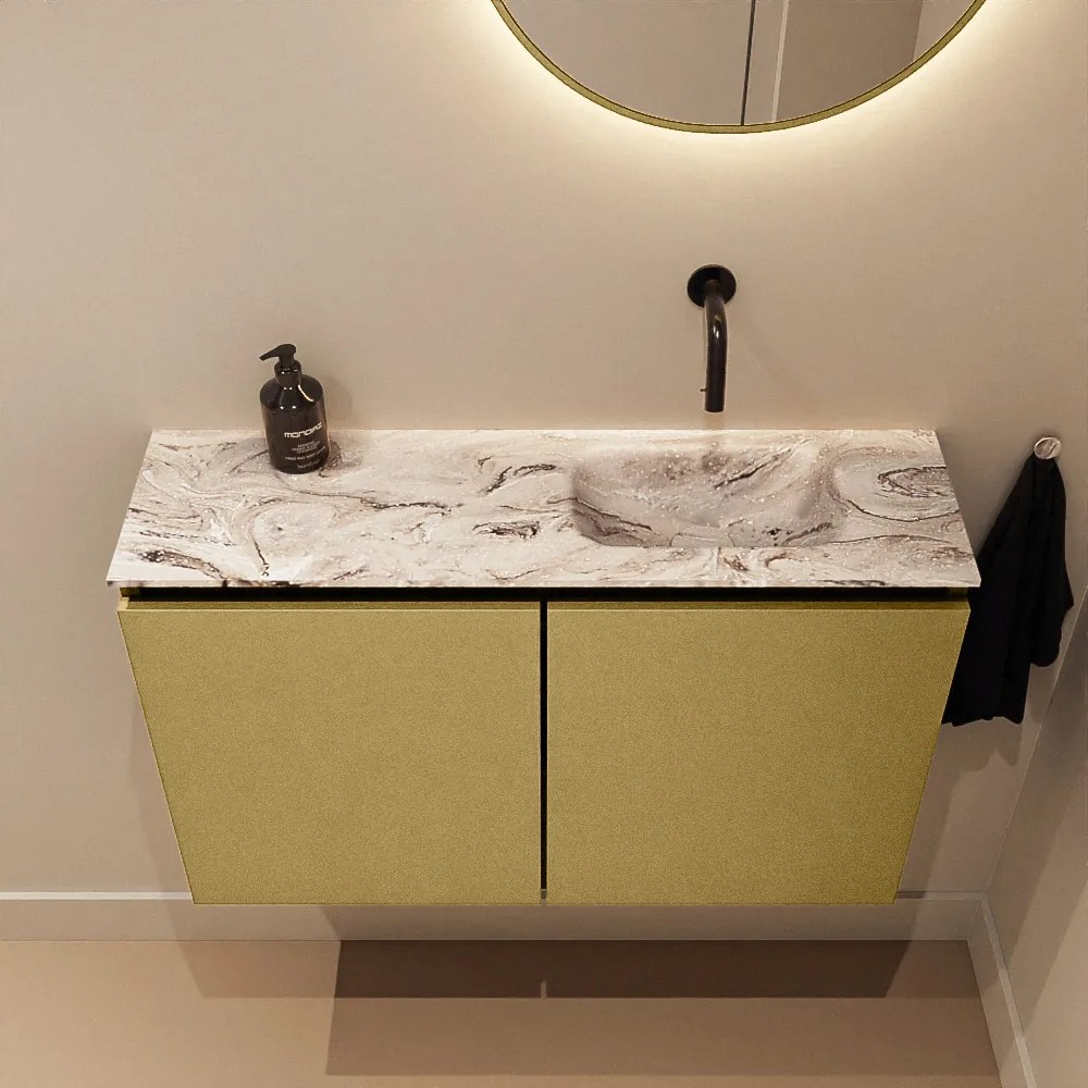 Mondiaz Ture DLux toiletmeubel 80cm oro met wastafel glace rechts zonder kraangat