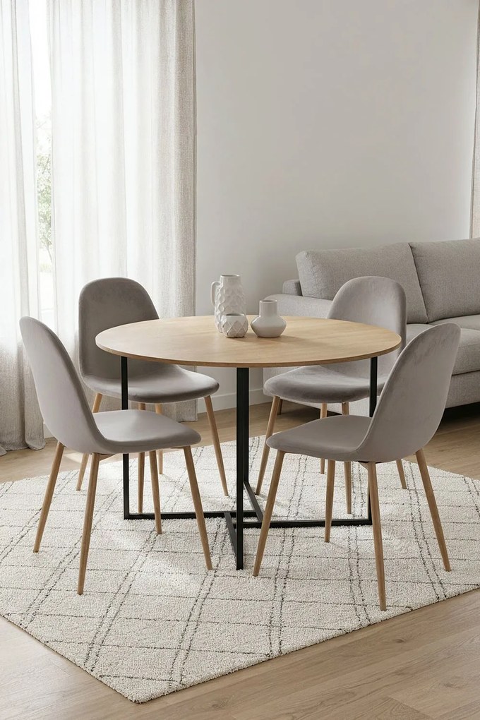 Set van 4 Teok Fluwelen Stoelen