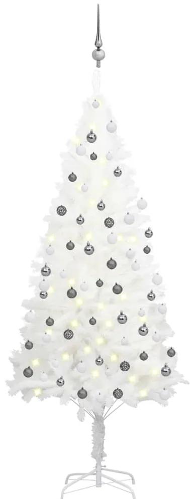 vidaXL Kunstkerstboom met LED's en kerstballen 180 cm wit