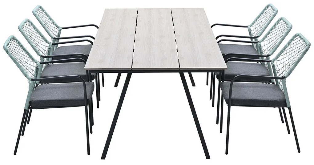 Garden Impressions Ross tuinset 7-delig zacht groen - Braga tuintafel 220x100 cm