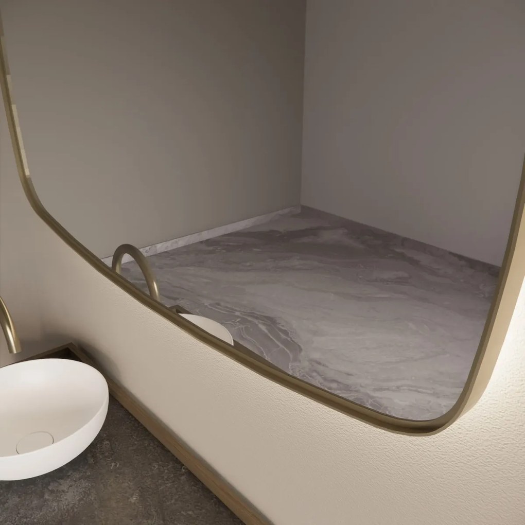 Gliss Design Epos spiegel met LED-verlichting 100x60cm horizontaal mat goud