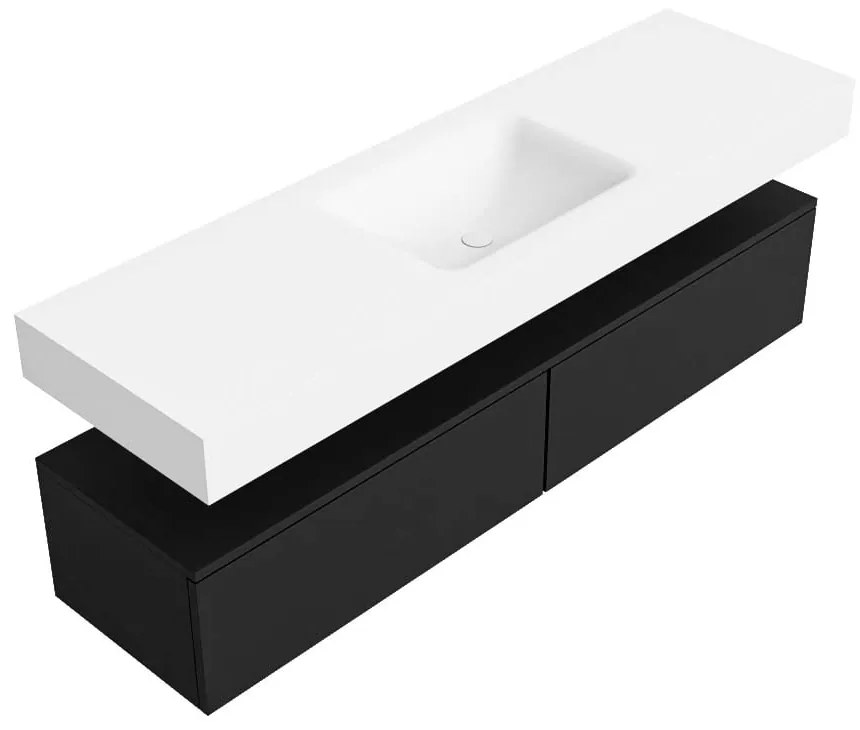 Zaro Alan badmeubel 160cm urban 2 lades met vrijhangende wastafel cloud midden 1 kraangat talc