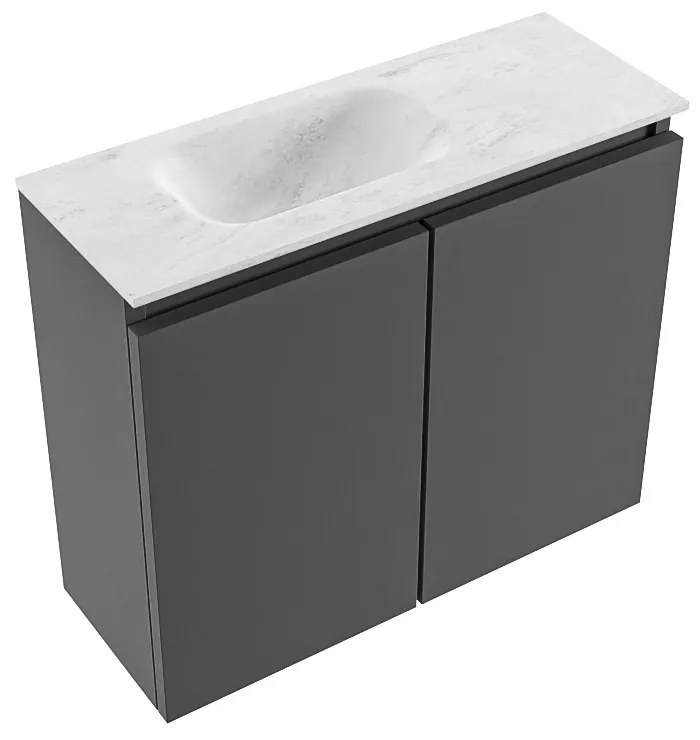 Mondiaz Ture DLux toiletmeubel 60cm dark grey met wastafel opalo links met kraangat