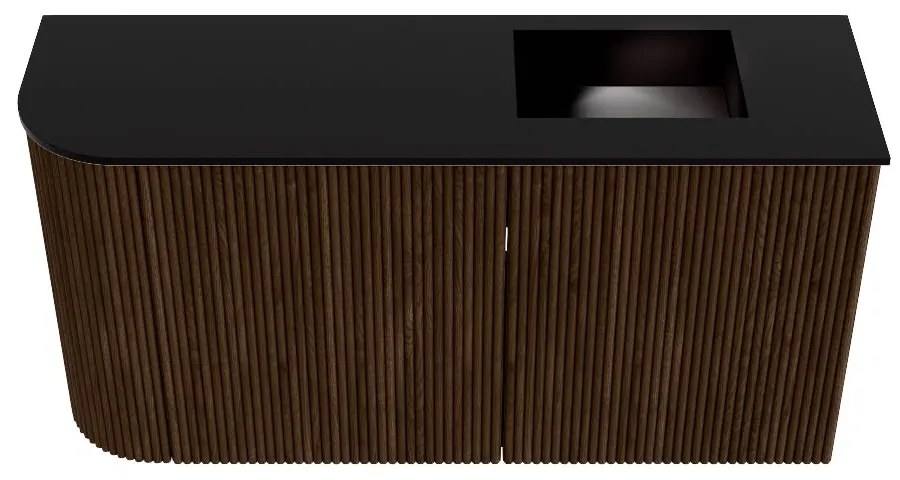 Mondiaz Joya 80cm toiletmeubel ronding links walnut met wastafel faye rechts 1 kraangat urban