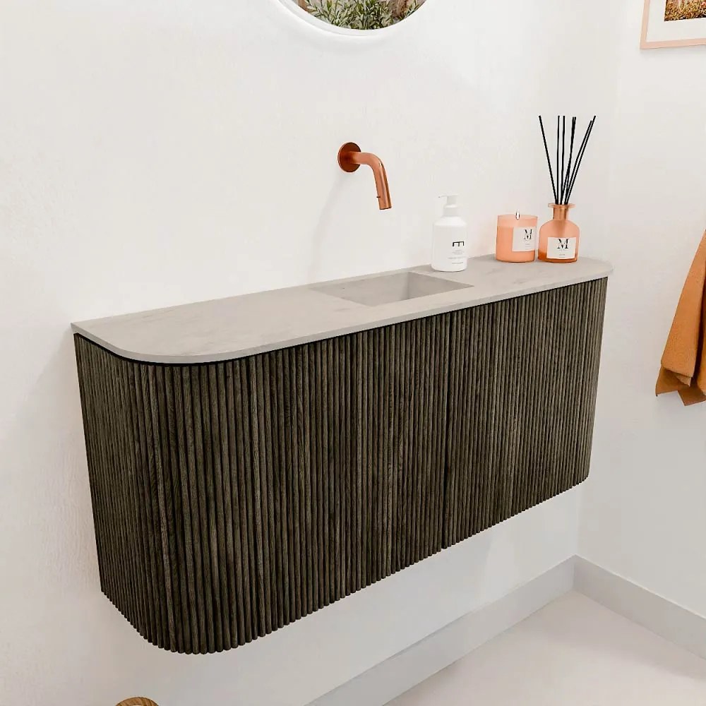 Mondiaz Joya DLux 95cm toiletmeubel ronding links/rechts shadow met wastafel faye midden zonder kraangat opalo